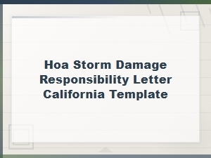 California Hoa Storm Damage Responsibility Letter Template